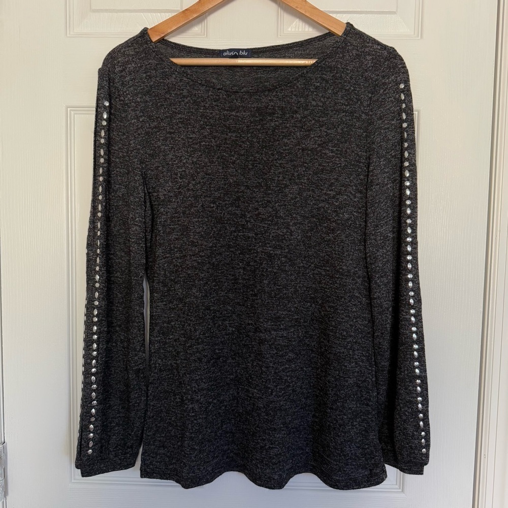 Olivia Blu Black Long Sleeves Blouse Sweater Small